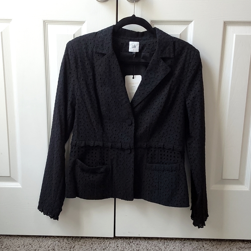 CAbi Flamenco Black Eyelet Blazer Jacket Spring Style #5293